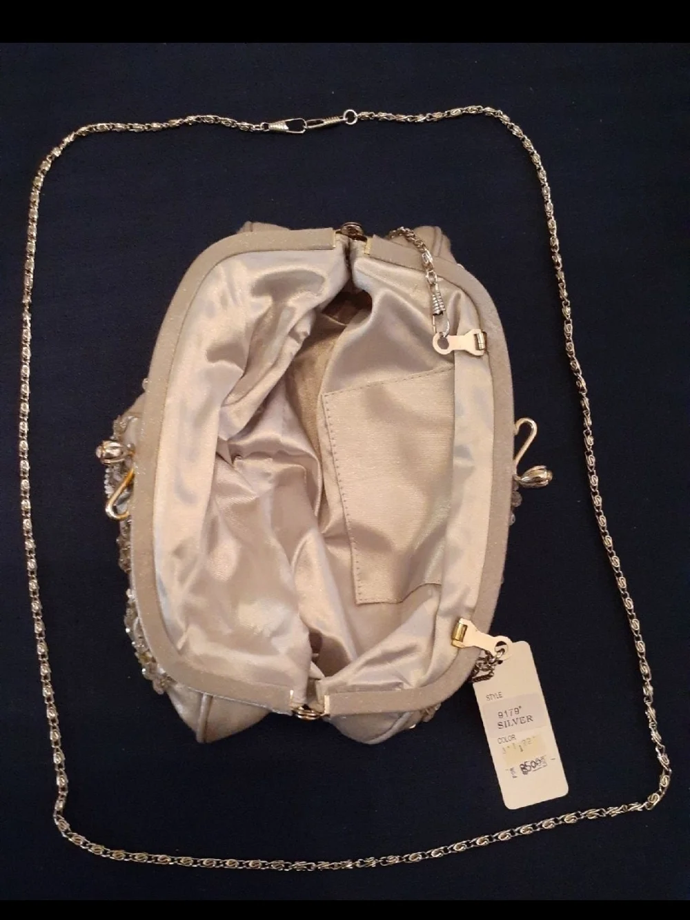 Embellished Beaded Beige Evening Clutch